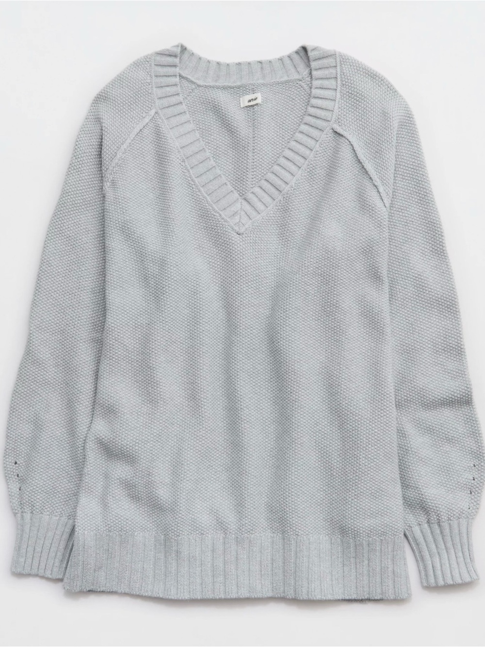 Aerie Heather Gray Cotton V Neck Sweater Size S